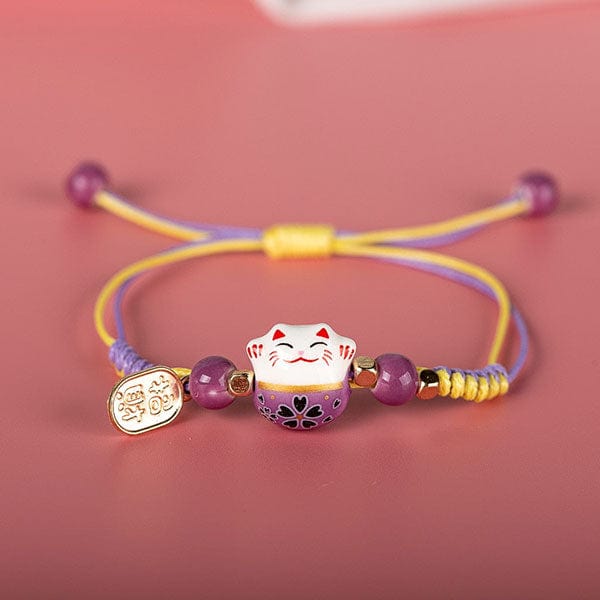 Bracelet japonais chance Chat Maneki Couleur 3