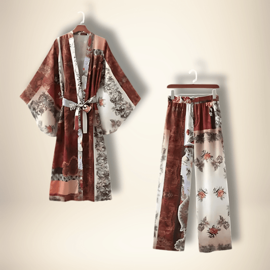 Ensemble robe kimono Marron (ensemble kimono) / S