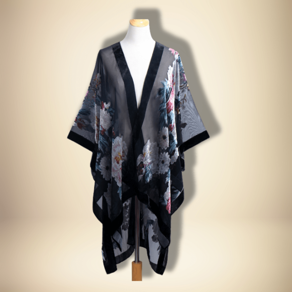 Kimono court noir pour femme Bleu Nuit / Taille Unique