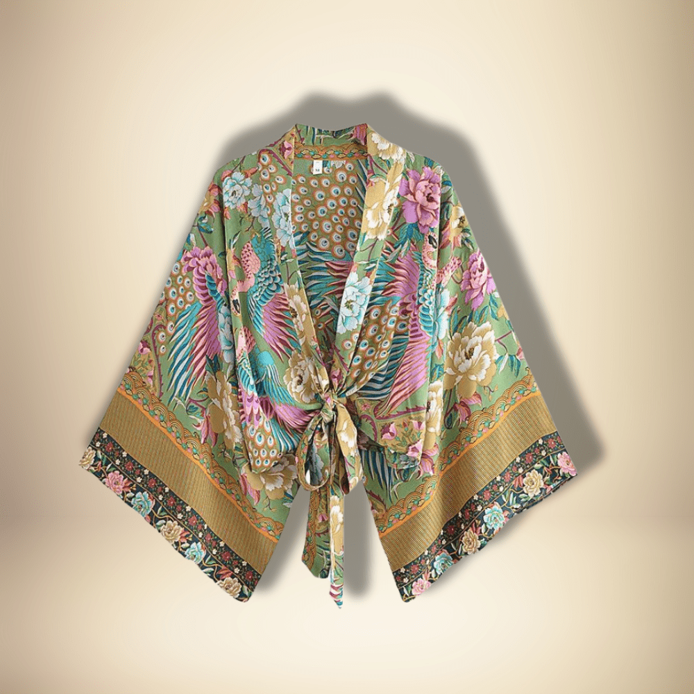 Kimono de plage court Vert / M