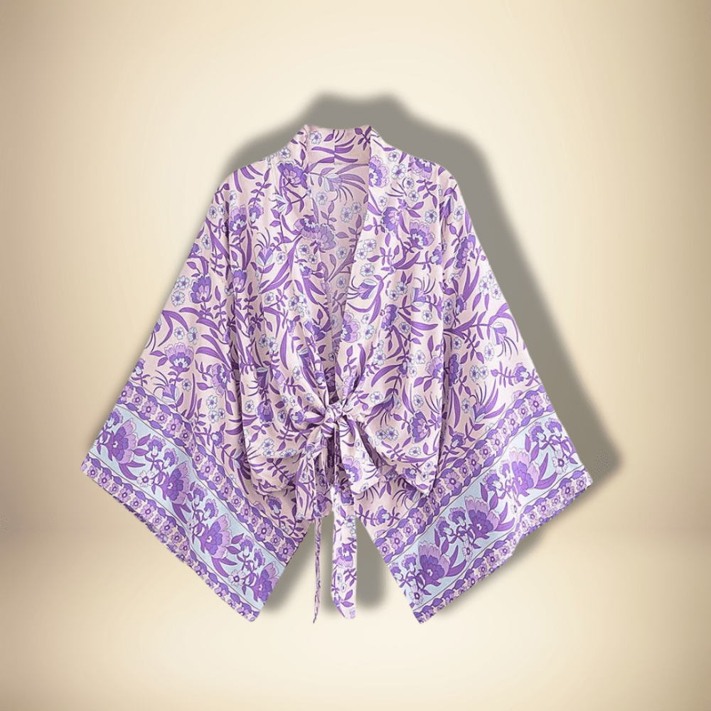 Kimono de plage manches courtes Violet / S