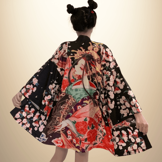 Kimono japonais femme Anime Noir / Taille Unique