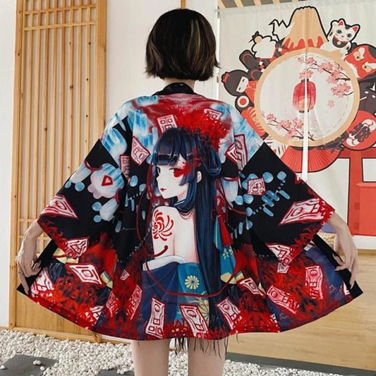 Kimono japonais femme Art Rouge / Taille Unique