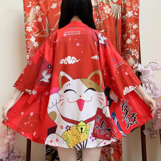 Kimono japonais femme BigCat Rouge / Taille Unique