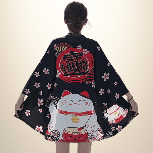 Kimono japonais femme ByeCat Noir / Taille Unique