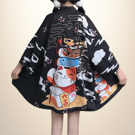 Kimono japonais femme Flag Noir / Taille Unique