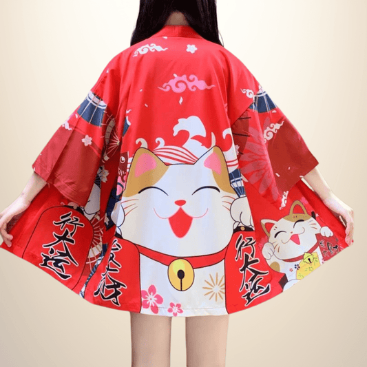 Kimono japonais femme FunCat Rouge / Taille Unique