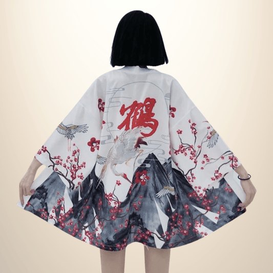 Kimono japonais femme GrueMountains Blanc / Taille Unique