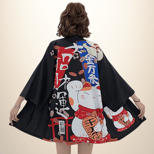 Kimono japonais femme Manga Noir / Taille Unique