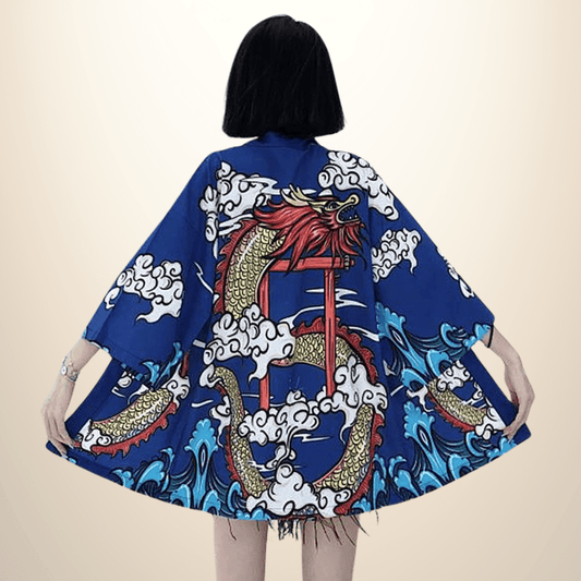 Kimono japonais femme MangaDragon Bleu / Taille Unique