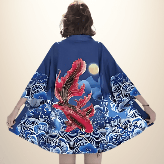 Kimono japonais femme RedCarp Bleu / Taille Unique