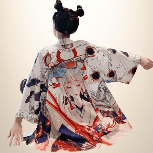 Kimono japonais femme SadGirl Blanc / Taille Unique