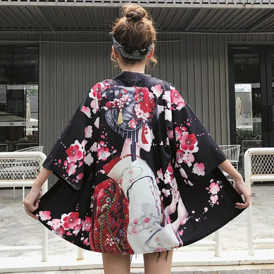 Kimono japonais femme SmartGirl Noir / Taille Unique