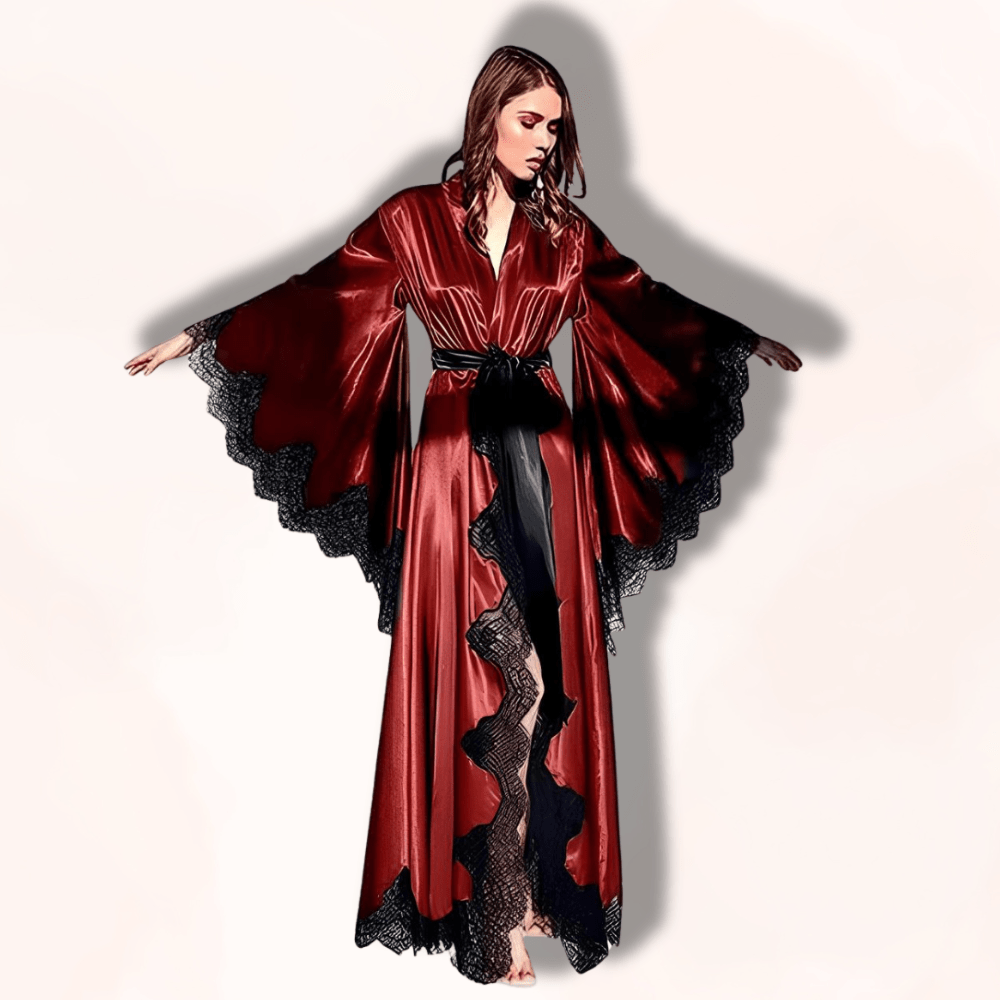 Kimono long satin femme Rouge / S