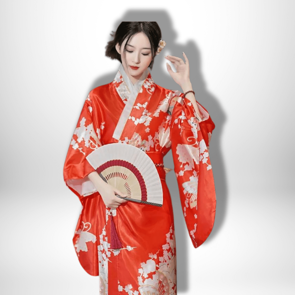 Kimono traditionnel japonais ancien pour femme Rouge / Taille Unique