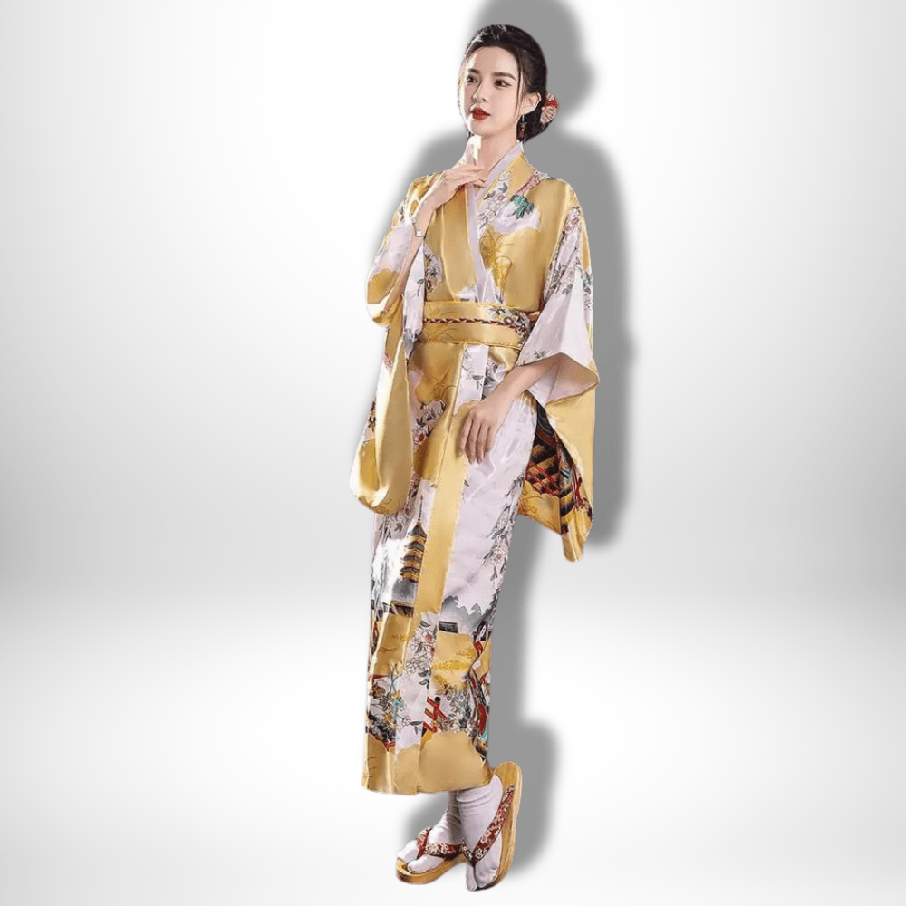 Kimono traditionnel japonais festif Jaune / Taille Unique