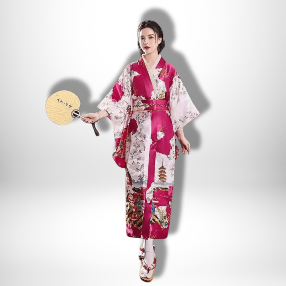 Kimono traditionnel japonais festif Rose / Taille Unique