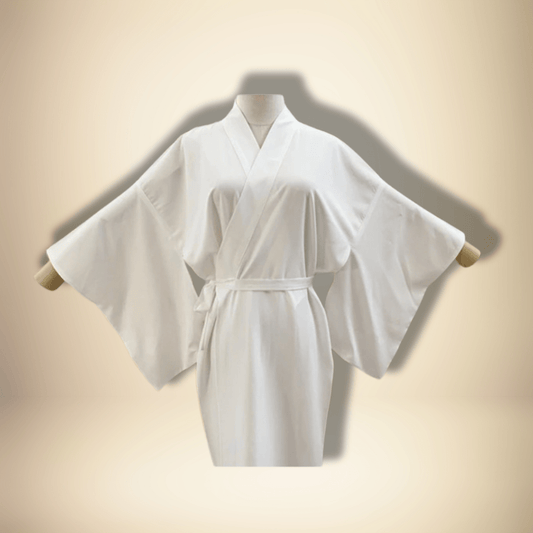 Kimono traditionnel japonais long pour femme Blanc / Taille Unique