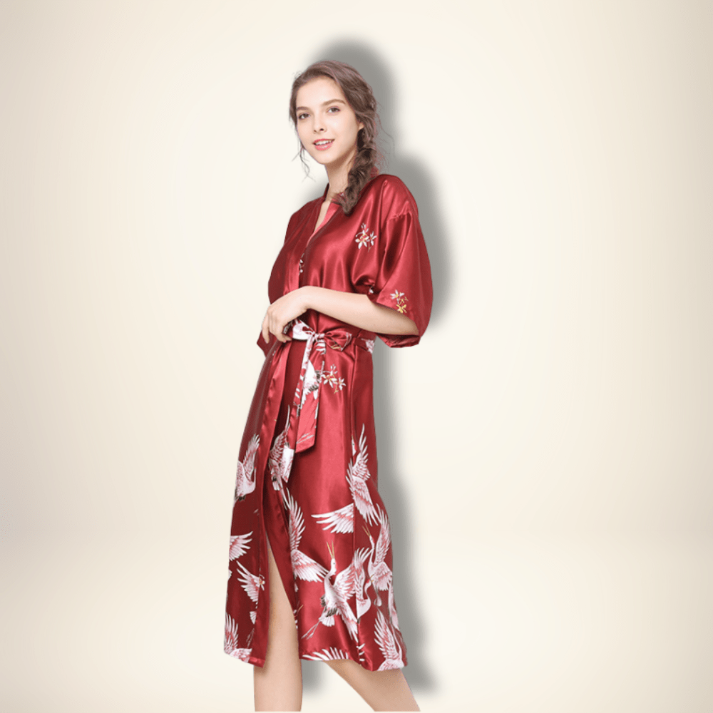 Peignoir kimono femme long Rouge / S