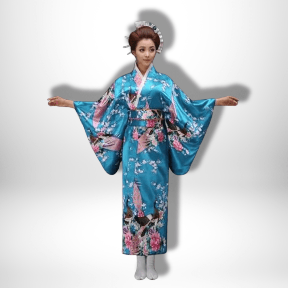 Robe Kimono traditionnelle japonaise pour femme Bleu Clair / Taille Unique