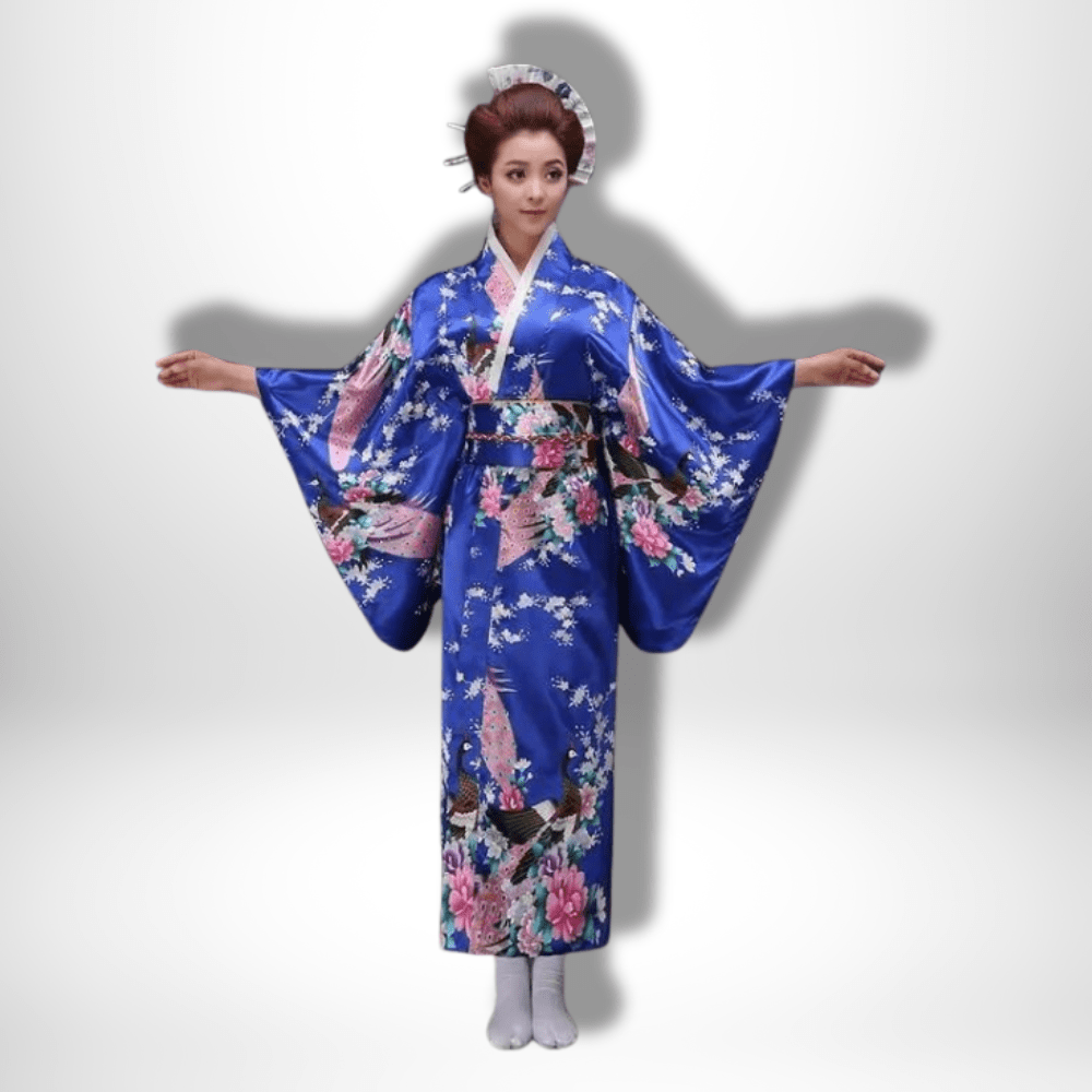 Robe Kimono traditionnelle japonaise pour femme Bleu Foncé / Taille Unique