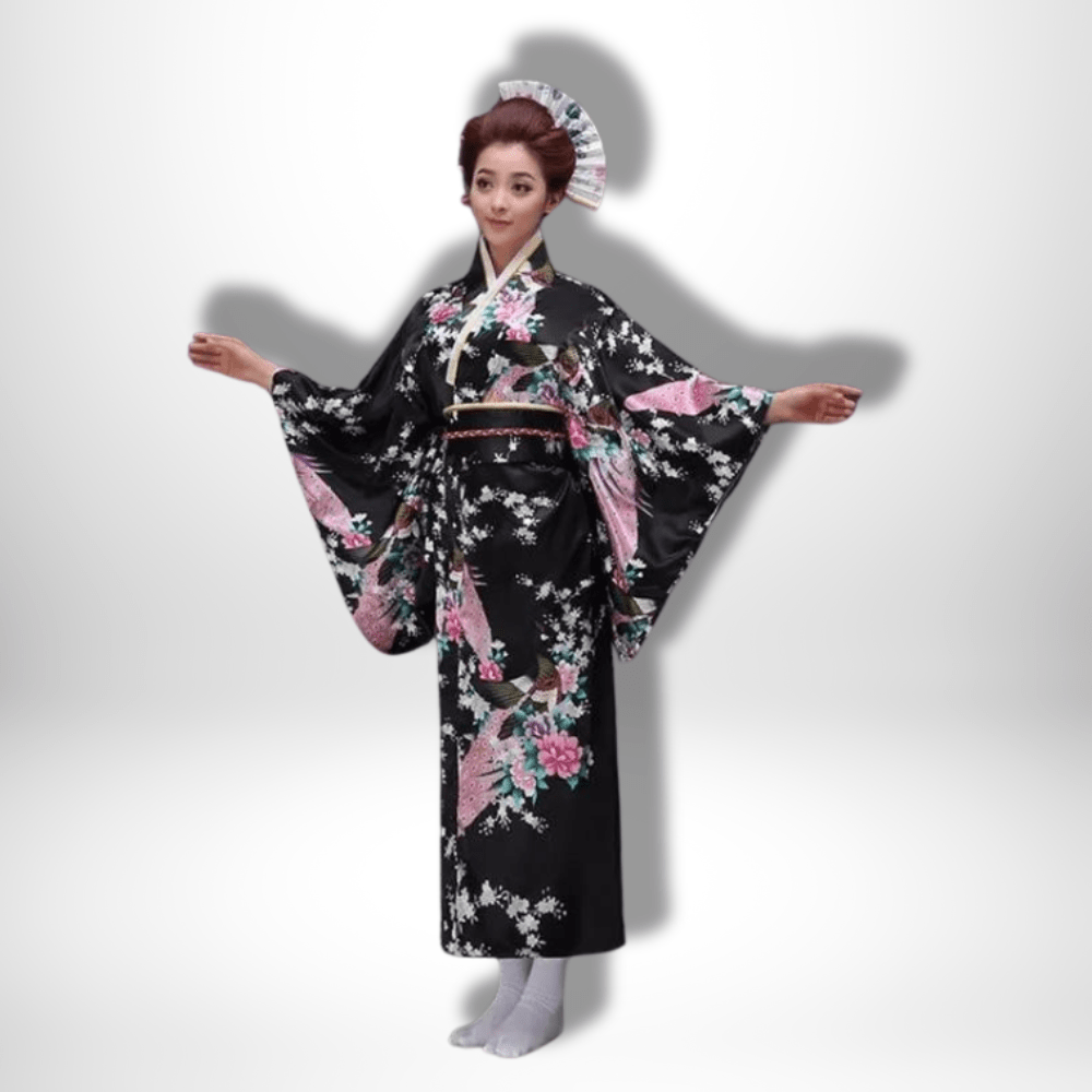 Robe Kimono traditionnelle japonaise pour femme Noir / Taille Unique