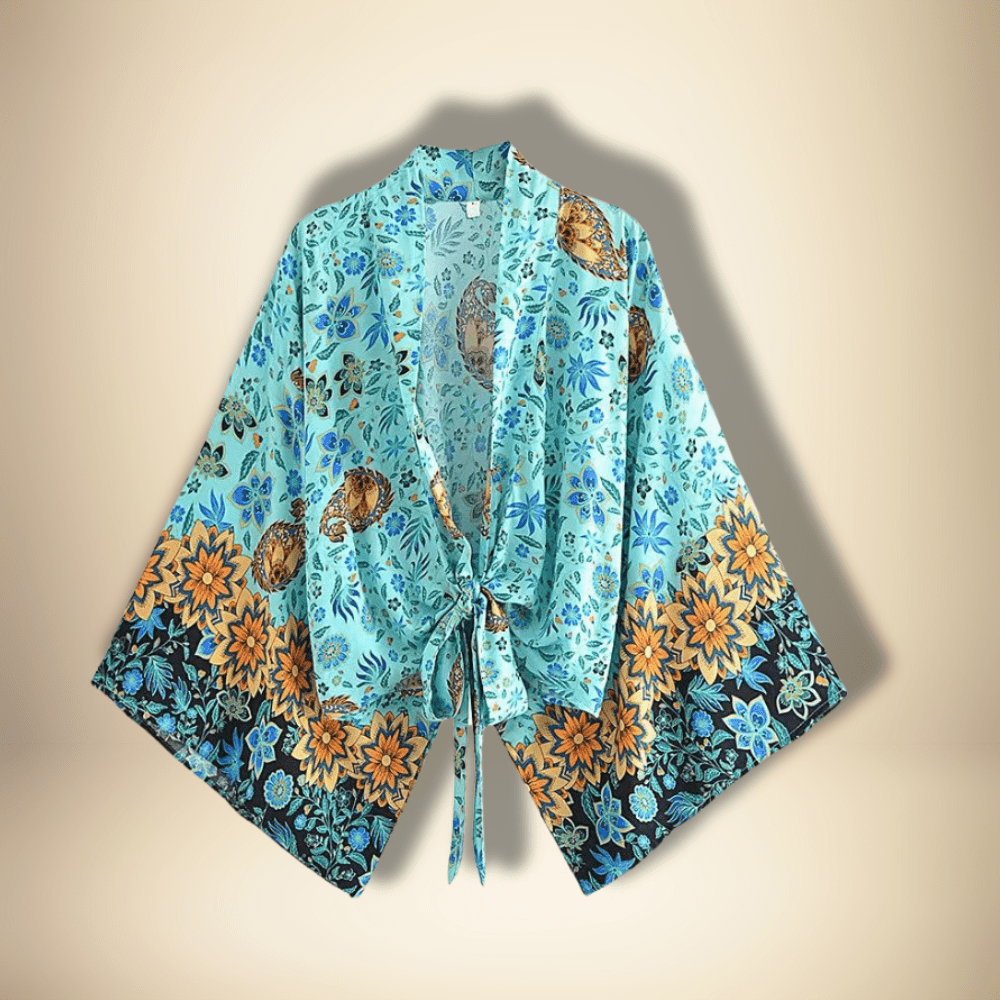 Veste kimono courte pour femme Vert / S