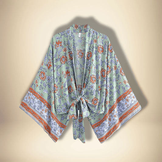 Veste kimono femme courte Vert / S