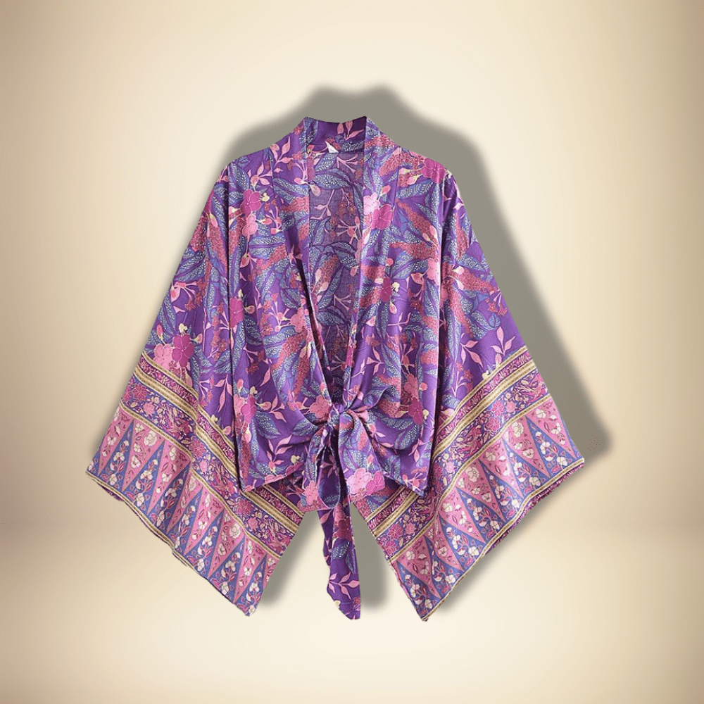 Veste kimono femme courte Violet Foncé / S