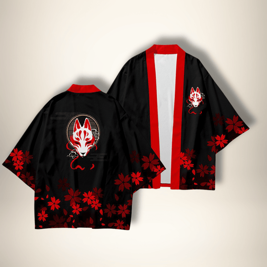 Veste kimono Wolf Noir/Rouge / M